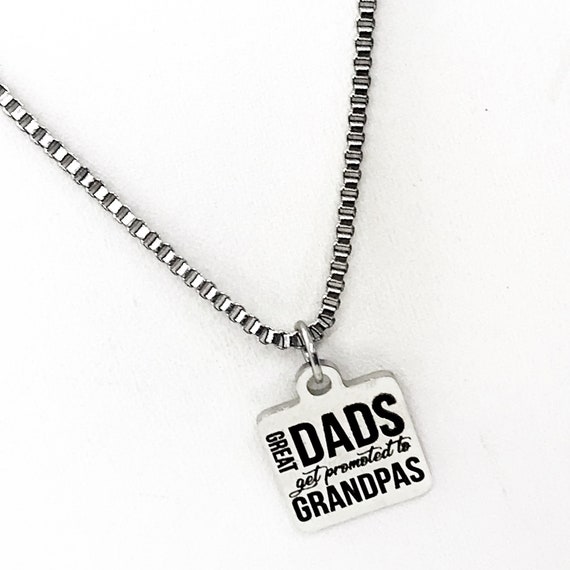 Grandpa Necklace, Great Dads Get Promoted To Grandpa Necklace, Pregnancy Announcement, New Grandpa Gift, New Granddad, Grandfather Gift