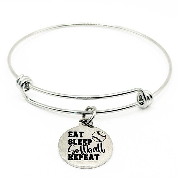 Eat Sleep Softball Repeat Bracelet