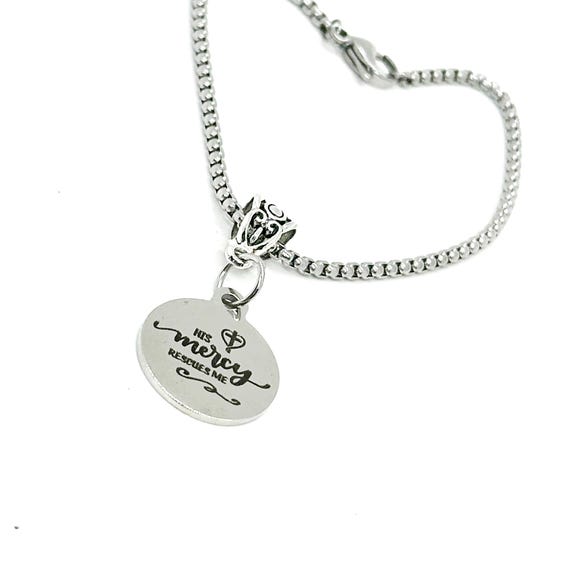 His Mercy Rescues Me Charm Bracelet, Psalm 6 4, Scripture Jewelry, Christian, Believer, Baptism Gift, Daughter, Friend, Difficult Times