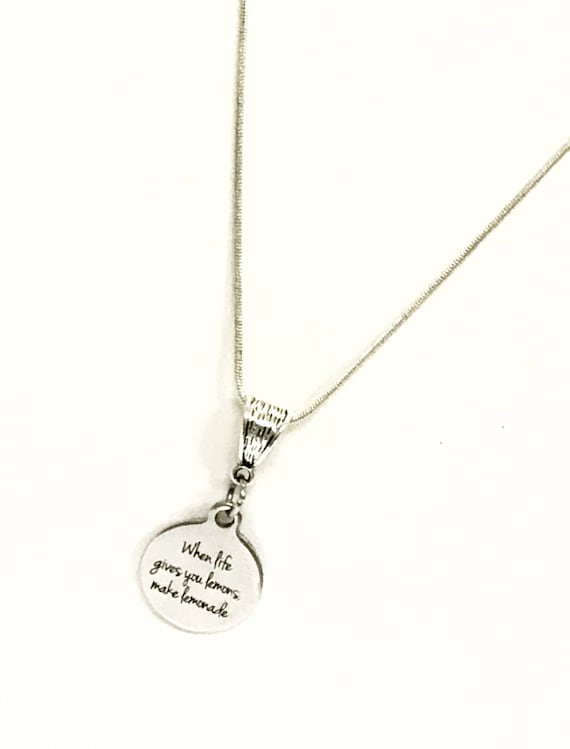 Motivating Jewelry, When Life Gives You Lemons Make Lemonade Silver Necklace, Sympathy Gift, Encouragement Gift For Her, Motivational Gift