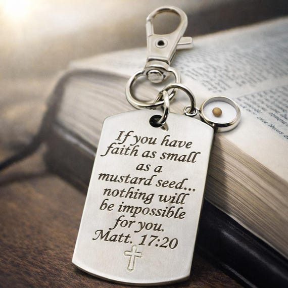 Mustard Seed Scripture Dog Tag Clip On Charm