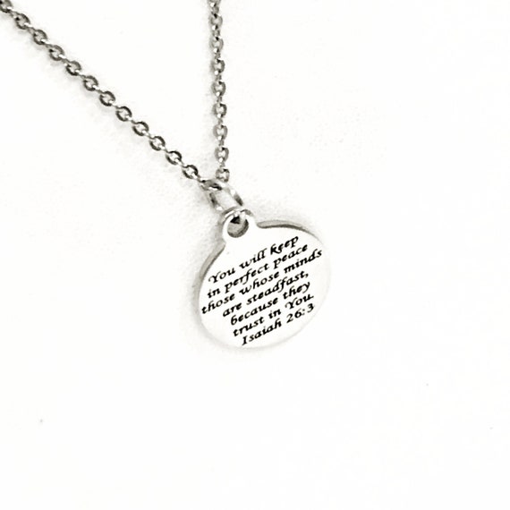 Christian Jewelry, Perfect Peace Necklace, Isaiah 26 3 Gift, Christian Woman, Christian Daughter Jewelry, Religious Gift For Her