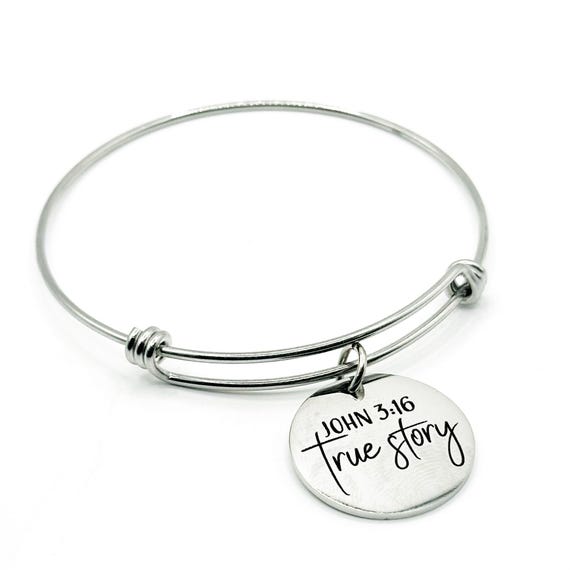 John 3 16 True Story Bracelet Faith Jewelry Christian Bangle Scripture Gift Stainless Steel Religious Jewelry For Women