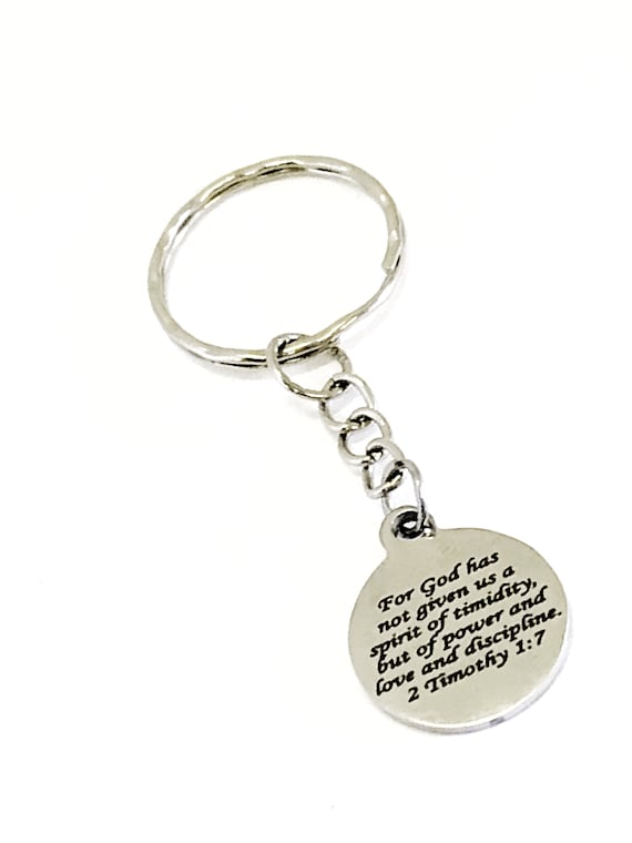 Christian Gift, Spirit of Power Keychain, 2 Timothy 1 7 Bible Verse Quote, Christian Keychain, Christian Charm, Scripture Charm Gift