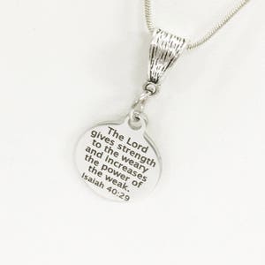 Scripture Jewelry, Isaiah 40 29 Scripture Gifts, The Lord Gives Strength Necklace, Scripture Necklace, Christian Jewelry, Christian Necklace