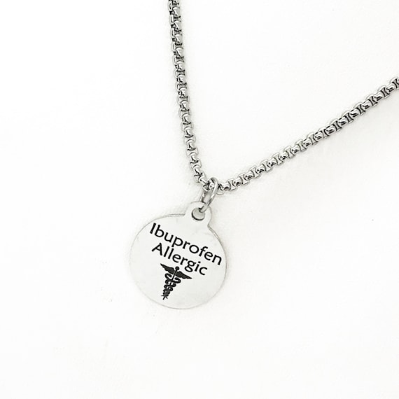 Medical Condition Necklace, Ibuprofen Allergic Necklace, Ibuprofen Allergic Notification, Allergy Medical Notification, Medicine Allergy