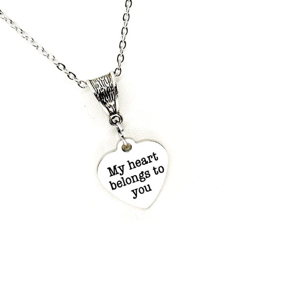 My Heart Belongs To You Necklace, Wife Gift, Girlfriend Gift, Wedding Gift, Marriage Gift, Love Gift, Anniversary Gift, Gift For Her