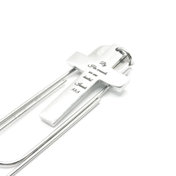 By His Wounds We Are Healed Isaiah 53 5 Cross Bookmark Christian Scripture Faith Gift Stainless Steel