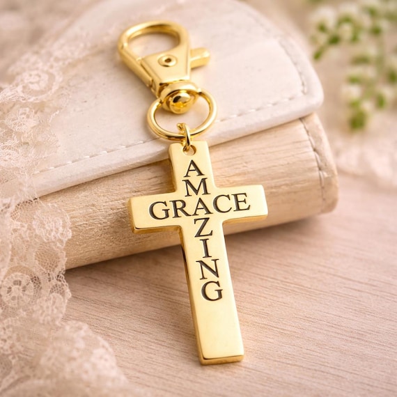 Amazing Grace Gold-Plated Cross Clip On Charm
