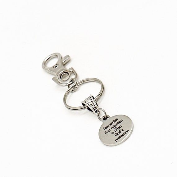Remember That Rejection Is Often God’s Protection Charm Clip On Keychain, Faith Gifts, Baptism Gift, God Protects You, Friend Gift, Daughter