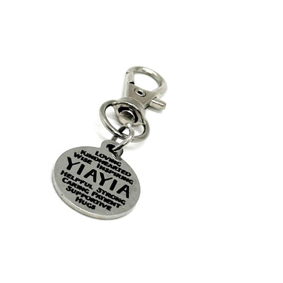Yiayia Words Clip On Charm, Bag Charm, Key Chain Charm, Grandmother Gifts, Gift For Her, Pregnancy Announce, Friends Gift, Greek Grandmother