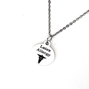 Latex Allergy Necklace, Allergic To Latex Medical ID, Latex Allergy Medical Condition Medical Notification, Medical Condition Necklace