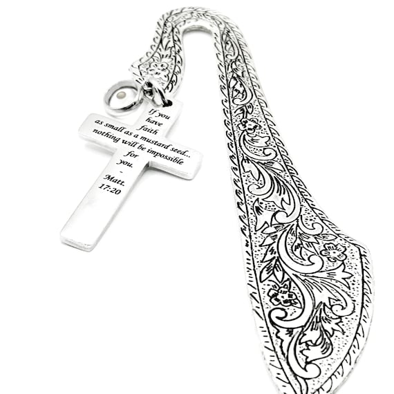 Mustard Seed Faith Cross Bookmark Stainless Steel Christian Bookmark Scripture Gift Matt 17 20 Inspirational Faith Gift