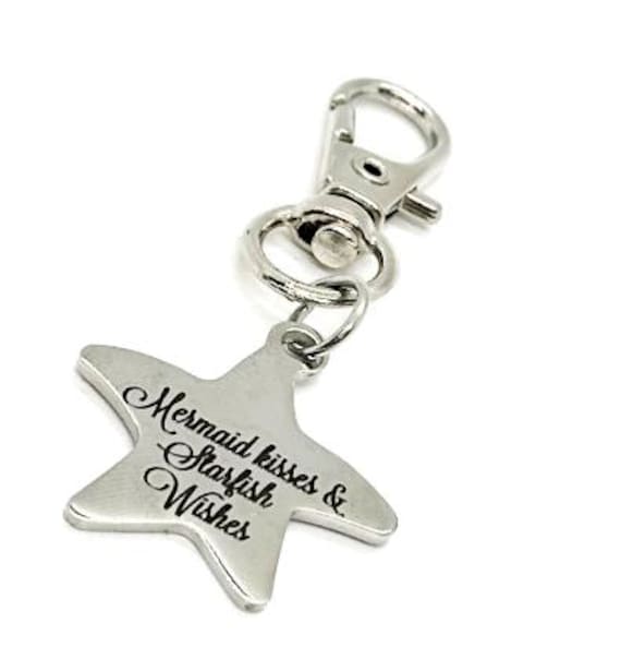 Mermaid Kisses Starfish Wishes Stainless Steel Clip On Charm Beach Quote Starfish Charm Ocean Lover Gift