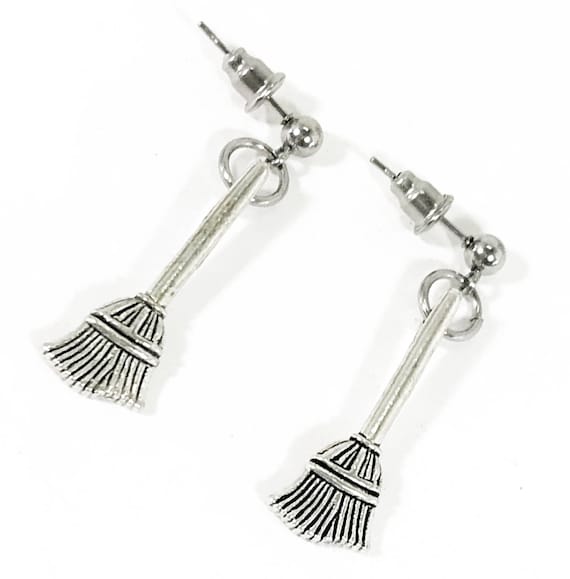 Witchy Earrings, Witch Broom Earrings, Halloween Costume Jewelry, Halloween Jewelry, Witch Earrings, Halloween Earrings, Halloween Gifts