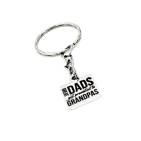 Grandpa Gift, Grandpa Keychain, Great Dads Get Promoted To Grandpas Keychain, Pregnancy Announcement, Gift for Grandpa, Grandfather Gift