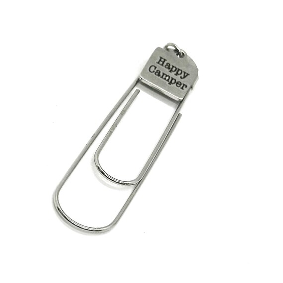 Happy Camper Charm Bookmark, Reader Gift, Paperclip Bookmark, Love To Camp, Camping Gifts, Friend Gift, Love To Read, Reading and Camping