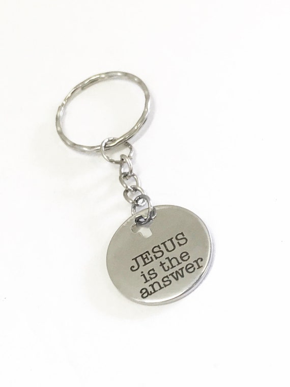 Jesus Is The Answer, Christian Gifts, Christian Keychain, Christian Keyring, Sunday School Gifts, Baptism Gifts, Confirmation Gifts