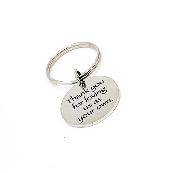 Thank You For Loving Us As Your Own Charm Keychain, Stepmom Gift, Stepdad Gift, Teacher Gift, Stepparent Gift, Thank You Gift, Love Gift