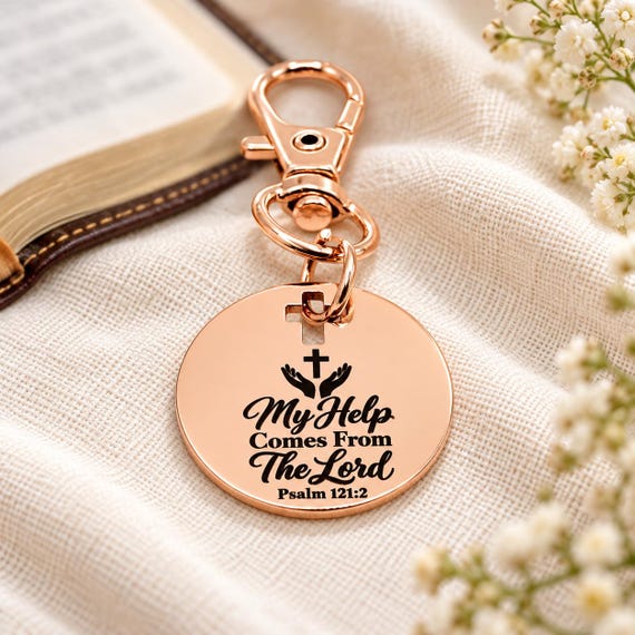 My Help Comes From The Lord Rose Goldtone Charm