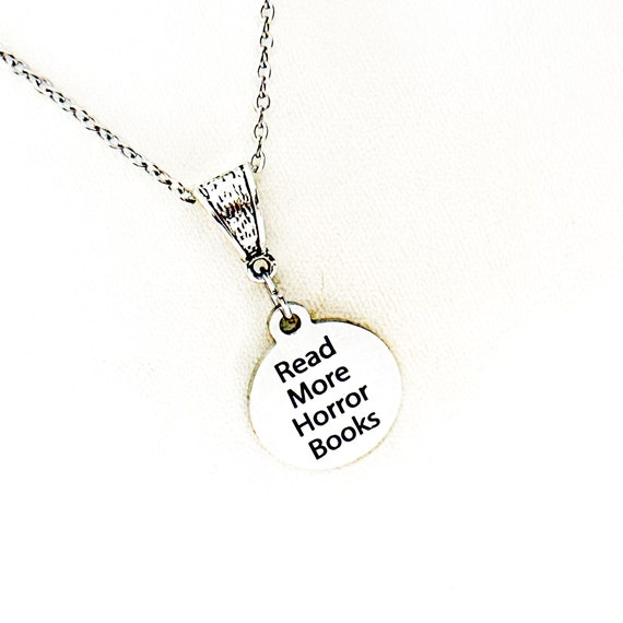 Read More Horror Books Pendant Necklace, Horror Book Lover, Gift For Her, English Teacher Gift, Literature Lover, Author Gift, Book Lover