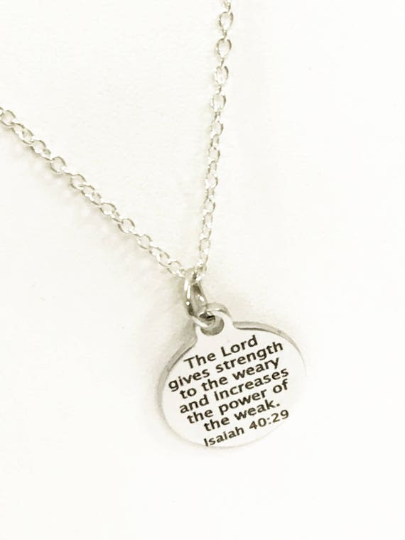 Scripture Gifts, Scripture Jewelry, Isaiah 40 29 Verse Necklace, Christian Gifts, Scripture Necklace, Bible Verse Gfits, Baptism Gifts