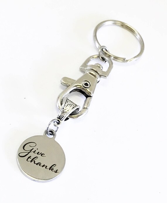 Give Thanks Keychain, Thankful Gift For Her, Thanksgiving Gift, Thankful Gifts, Thankful Keychain, New Car Gift, New House Gift