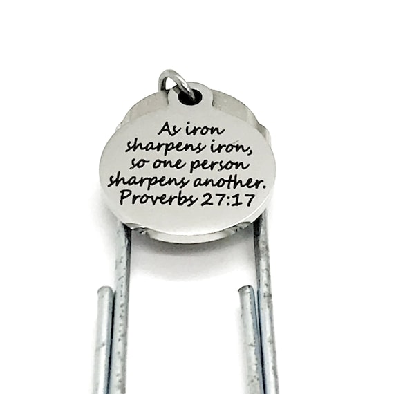 Iron Sharpens Iron Bookmark, Proverbs 27:17, Christian Gift
