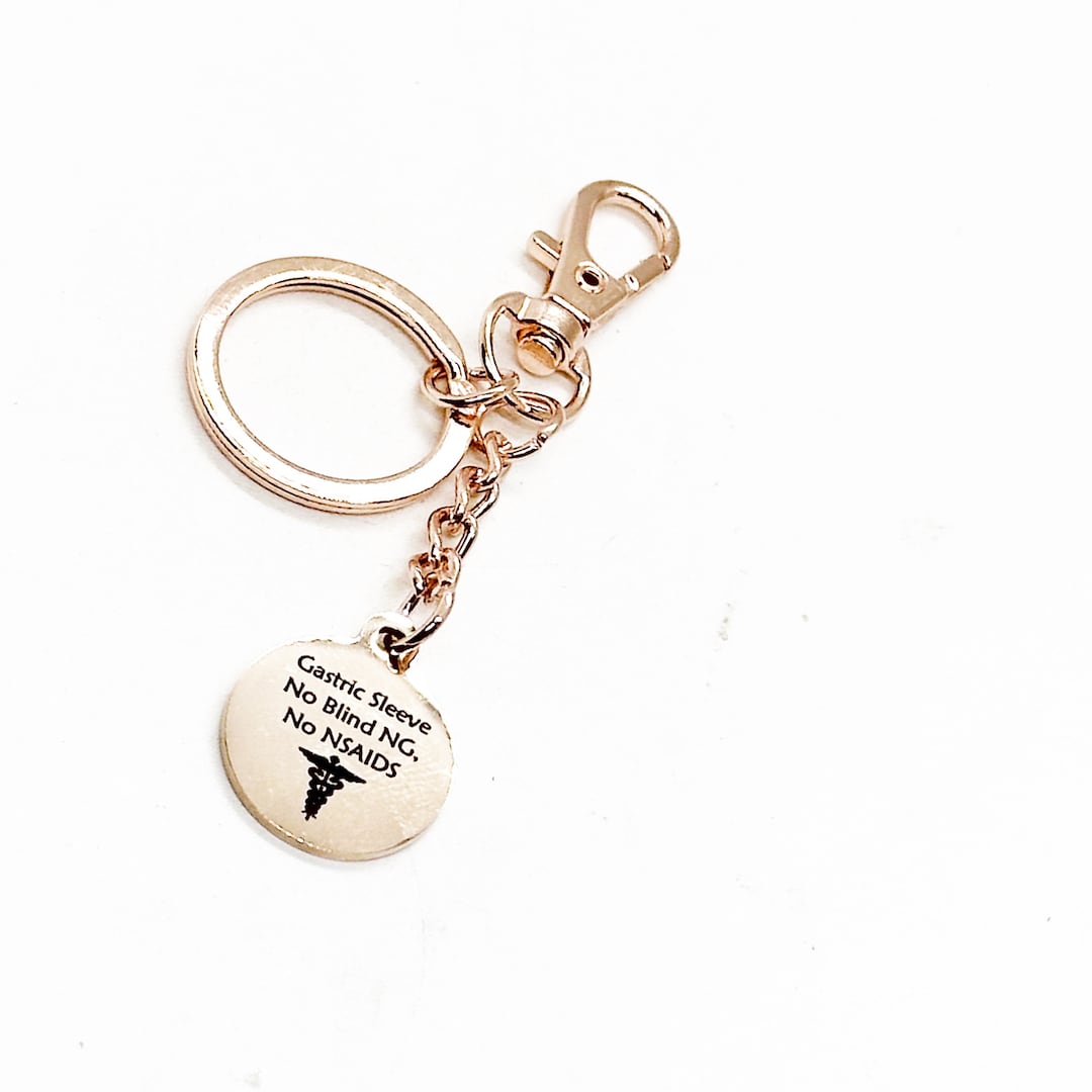 Digestive Key Ring Gastric Sleeve Rose Gold Charm Clip on Keychain, Gastric Sleeve Medical ...