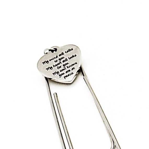 My Mind Still Talks To You Heart Charm Paperclip Bookmark, Memorial Gift, Remembering Her, Remembering Him, Sympathy, Loss Of Loved One