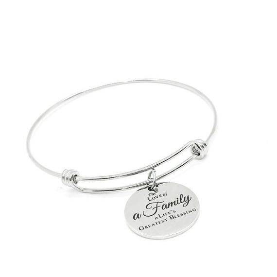 The Love Of A Family Is Lifes Greatest Blessing Charm Bracelet Stainless Steel 25mm Charm Inspirational Jewelry Family Gift Idea