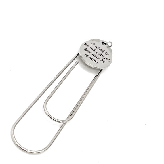 Memorial Gift, I Used To Be His Angel But Now He Is Mine Charm Bookmark, Remembering Dad, Death Of Dad, Remembering Grandfather, Husband
