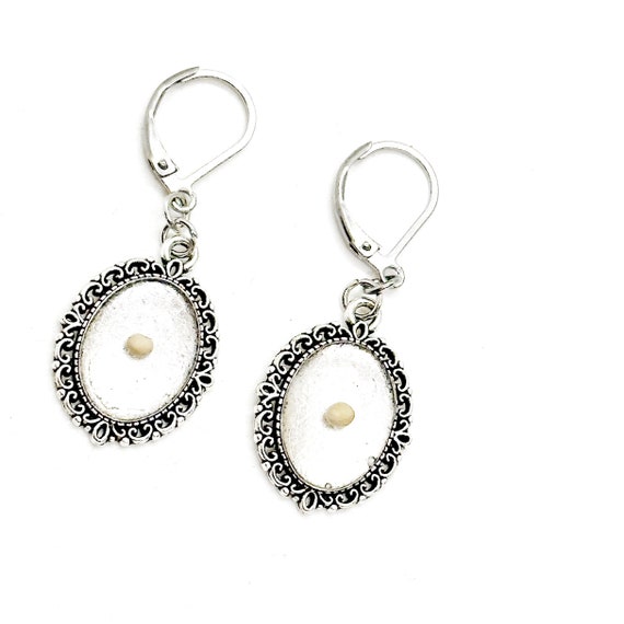 Mustard Seed Oval Charm Lever Back Earrings, Mustard Seed Faith Jewelry, Matthew 17:20 Bible Verse Jewelry, Scripture Jewelry