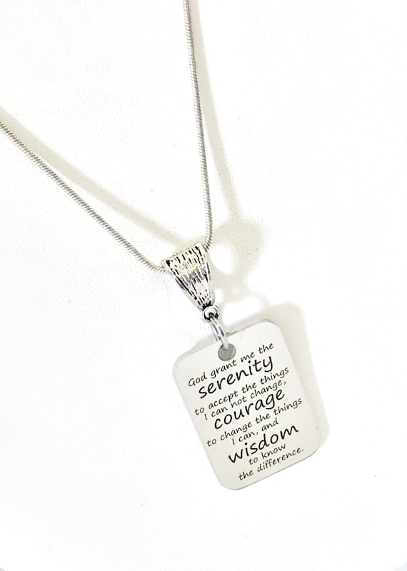 Serenity Prayer Necklace, Recovery Gift, Serenity Prayer Gift, Serenity Prayer Charm, Recovery Necklace, Necklace Charm, God Grant Me