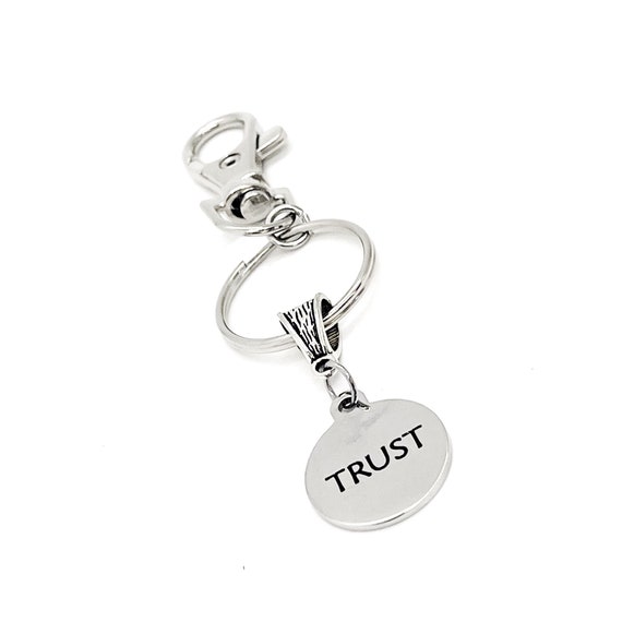 TRUST Clip On Charm Keychain, Stocking Stuffer Gift, Trust in Miracles, Wife Gift, Daughter Gift, Girlfriend Gift, Son Gift, Faith Gifts