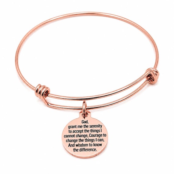 Serenity Prayer Round Rjose Goldtone Charm Bracelet