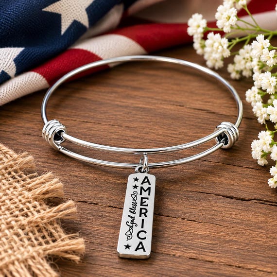 God Bless America Stainless Steel Bracelet