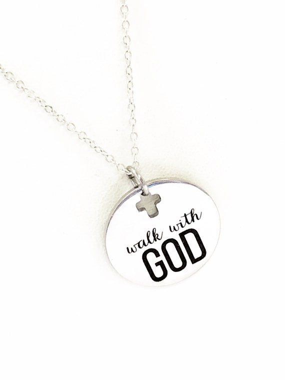 Christian Jewelry, Walk With God Necklace, Christian Necklace, Scripture Jewelry, Christian Gift, Religious Jewelry, Cross Pendant Necklace
