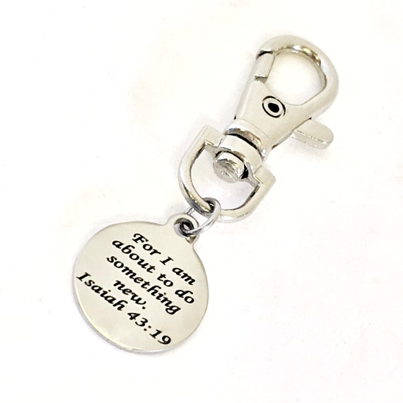 Bag Charm, Purse Charm, For I Am About To Do Something New Charm, Isaiah 43 19 Charm, Scripture Quote, Planner Charm, Christian Gift