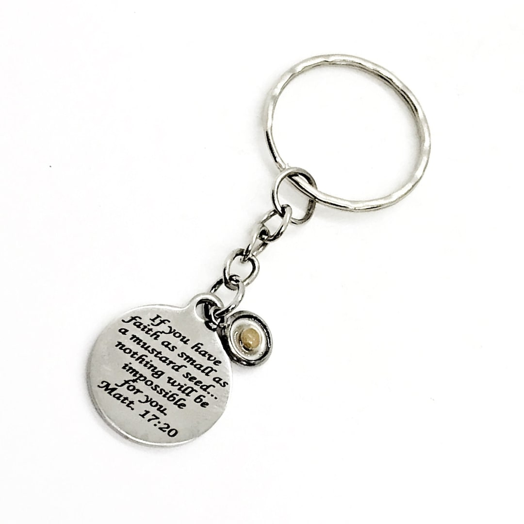 Mustard Seed Keychain, Mustard Seed Faith, Matthew 17 20 Gift, Mustard