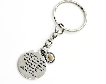 Mustard Seed Keychain, Mustard Seed Faith, Matthew 17 20 Gift, Mustard Seed Gifts, Faith Gifts, Christian Gifts, Scripture Gift