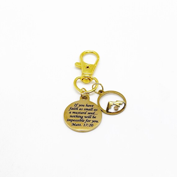 Mustard Seed Scripture And Mountain Clip On Charm, Matthew 17 20 Charm, Keychain Clip, Keychain, Christian Faith Gift, Scripture