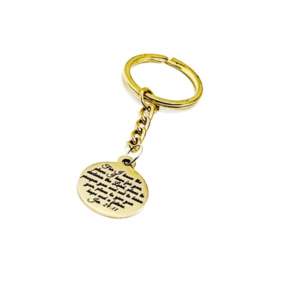 I Know The Plans I Have For You Goldtone Keychain, Gods Plans For You, Jer 29 11, Christian Sympathy Gift, Bible Verse Gift, Scripture Gift