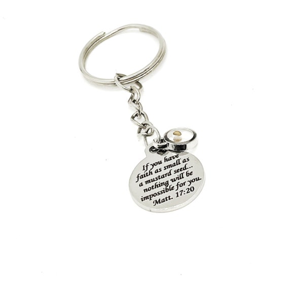 Mustard Seed Charm Keychain, Mustard Seed Faith, Matthew 17 20 Gift, Mustard Seed Gifts, Faith Gifts, Christian Gifts, Scripture Gift
