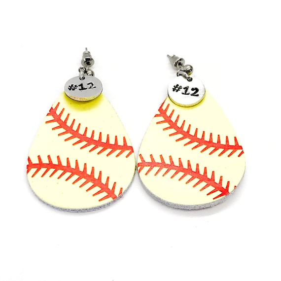 Softball Gifts, Softball Earrings, Softball Mom Gifts, Player Number Earrings, Softball Jewelry, Player Gifts, Softball Team Mom Gifts