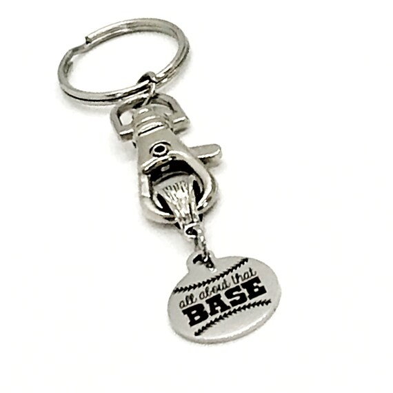 Keychain Gift, All About That BASE Keychain, Baseball Mom Keychain, Baseball Girlfriend Gift, Baseball Mothers Day Gift, Team Mom Gift