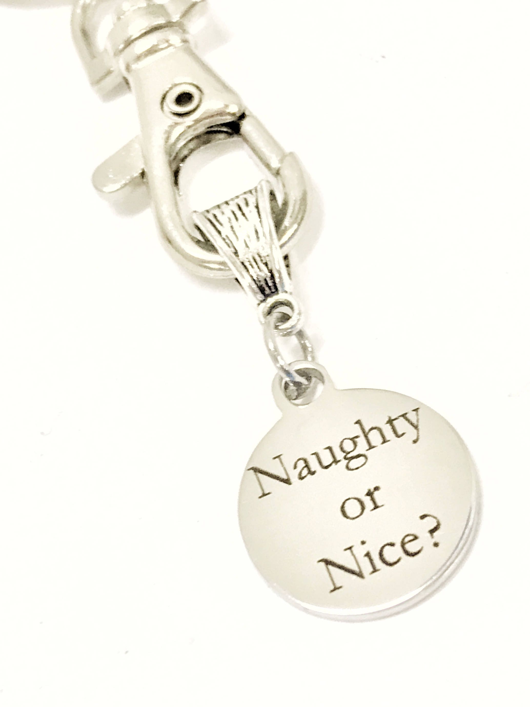 Naughty or Nice Keychain, Gag Gifts, Funny Valentine Gifts, White
