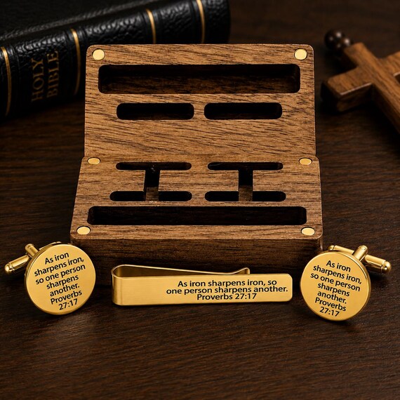 As Iron Sharpens Iron Goldtone Boxed Gift Set