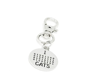 Breloque à clip J'aime les chats, Code binaire, Nerd informatique, Programmation informatique, Programmeur, Chats Et Ordinateurs, Charme De Sac, Charme De Sac À Dos