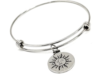 Celestial Sun and Moon Charm Bracelet, Balance Gift, Sun and Moon